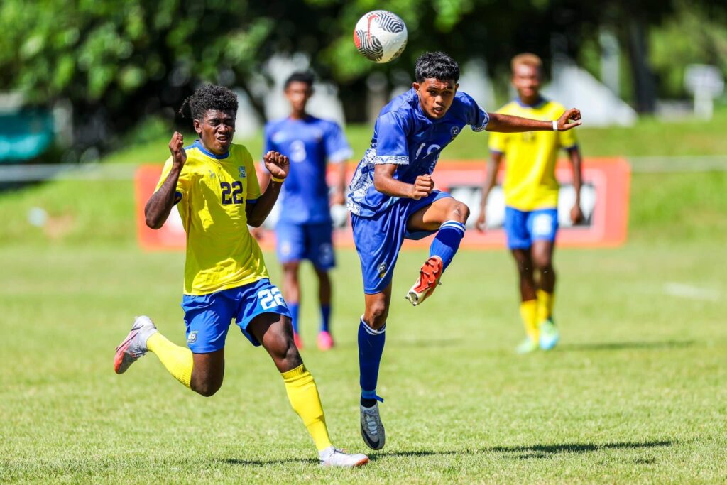 Solomon Islands' Joash Houkulu and Fiji's Delon Shankar competed in the OFC Men's U-19 Championship 2024.