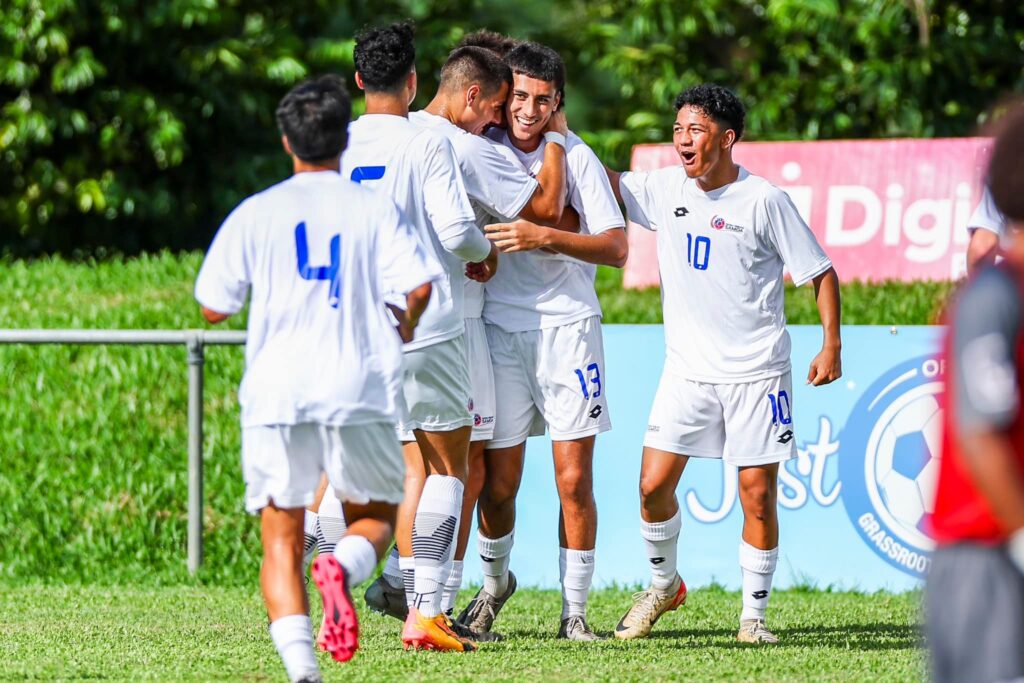 Samoa celebrated a goal. 