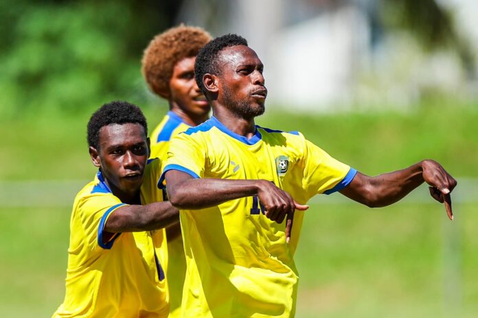 Solomon Islands' players celebrated a goal at the OFC Men's U-19 Championship 2024.