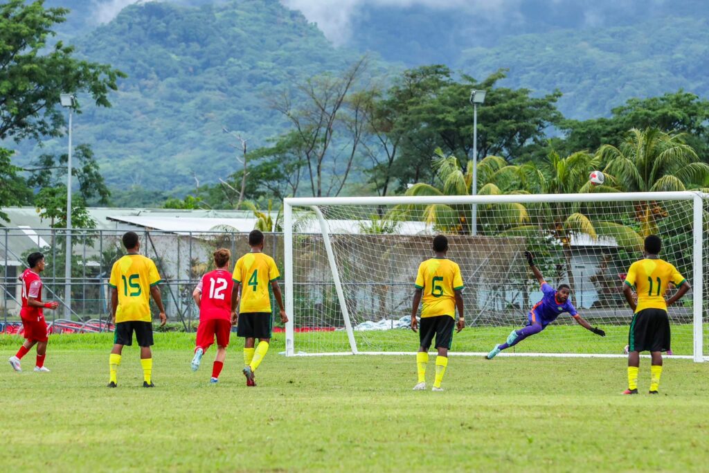 Franck Papaura, a player from Tahiti, failed to convert a penalty during the OFC Men's U-19 Championship 2024. 