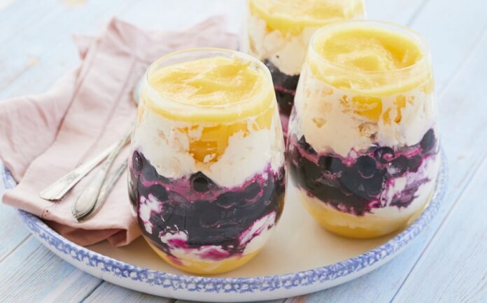 A delightful dessert made with blueberries and lemon Eton Mess