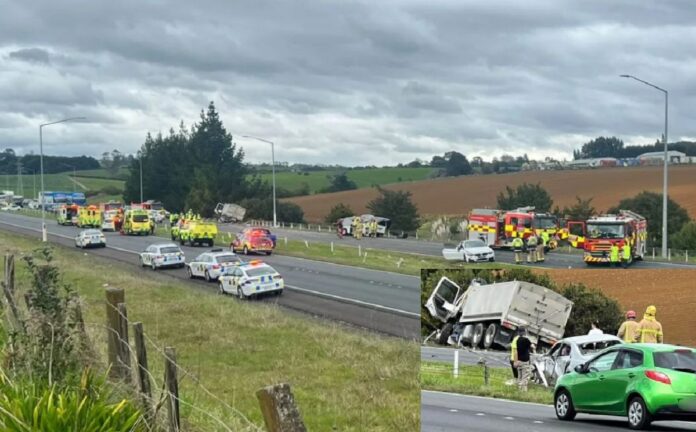 Three people were killed, and multiple were injured in an Auckland motorway crash.