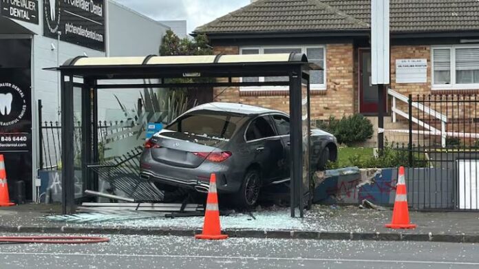 Two people were injured in a car accident that occurred at a bus stop in Auckland's Point Chevalier